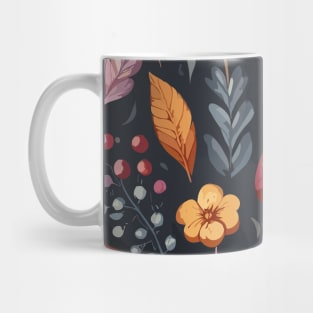 Red Mushroom Orange Flowers Green Leaves Mug